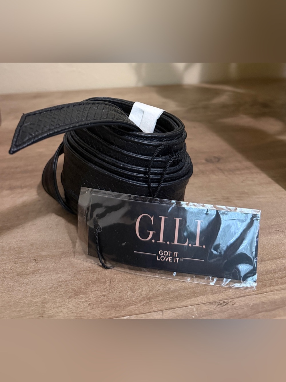 G.I.L.I. Women's Black Textured Leather Reversible Belt Size XL/1X NWT A275352